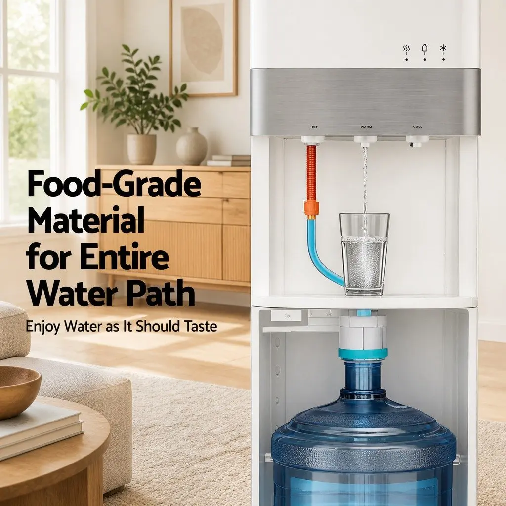 Water Dispenser White Bottom Loading 3 Taps Hot Cold Normal Temperature
