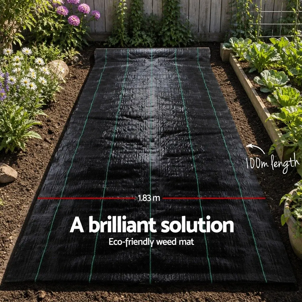 Weed Control Mat Black 1.83m x 100m Heavy Duty UV Resistant Woven Fabric