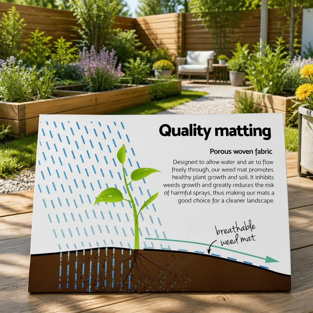 Weed Mat Black 1.83m x 50m Woven Fabric UV Resistant Porous Garden Plant Control