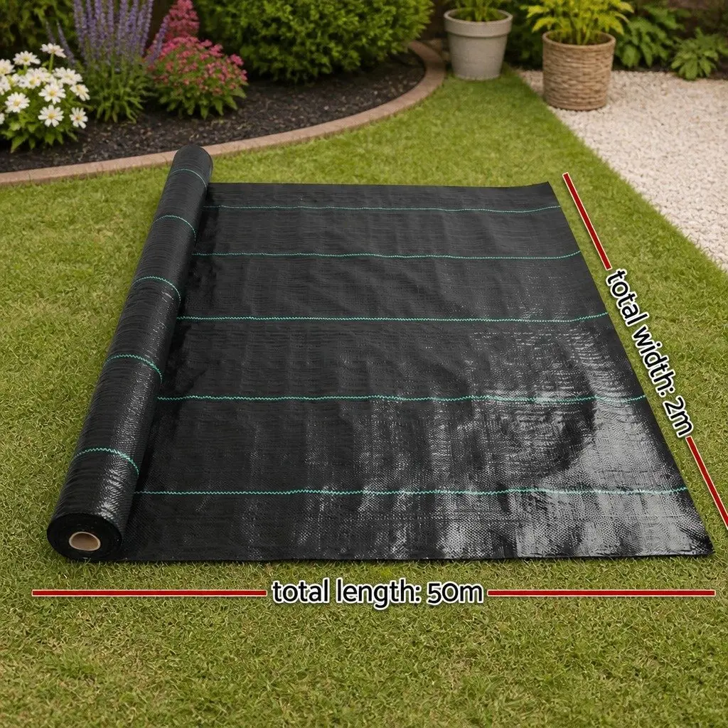 Weed Control Mat Black 2m x 50m Heavy Duty 110GSM Non-Chemical Garden Weed Suppressant