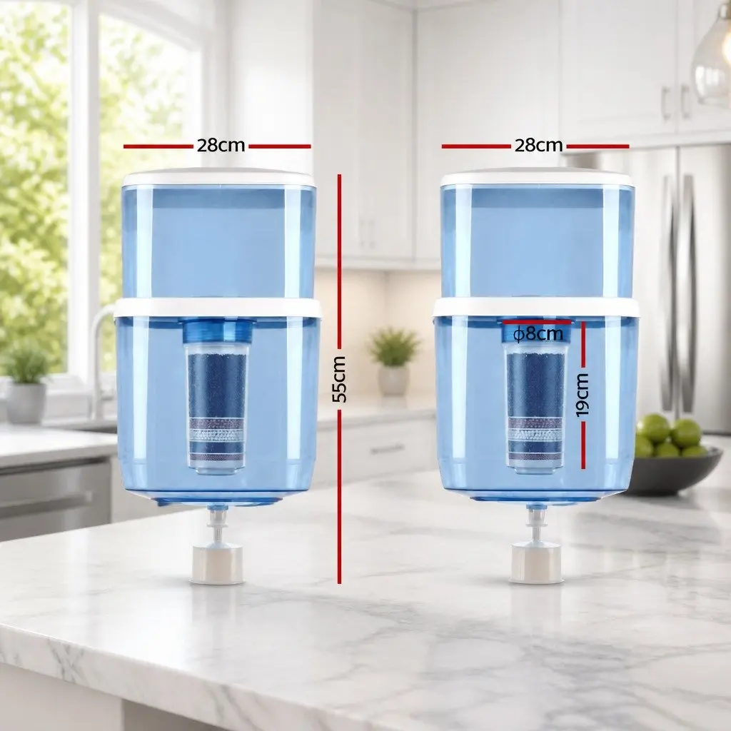 Water Dispenser Filter Bottle Blue 22L 7-Stage Filtration System Refillable Container