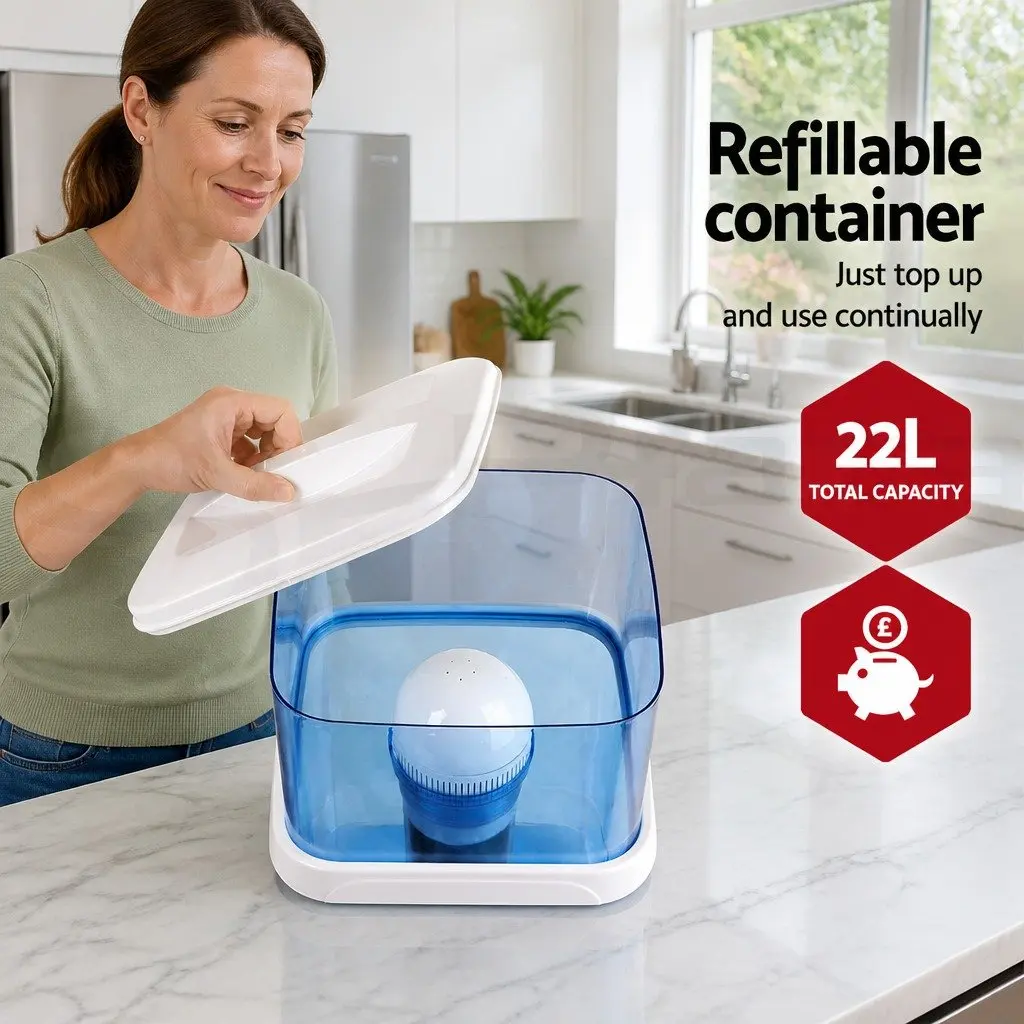 Water Dispenser Filter Bottle Blue 22L 7-Stage Filtration System Refillable Container
