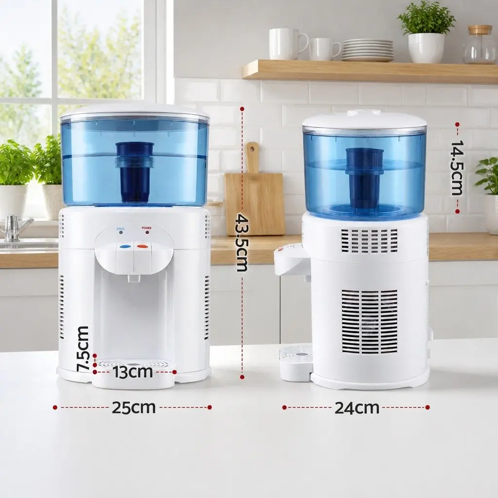 Benchtop Water Cooler Dispenser 5L Dual Tap Room Temperature Cold Water Purifier