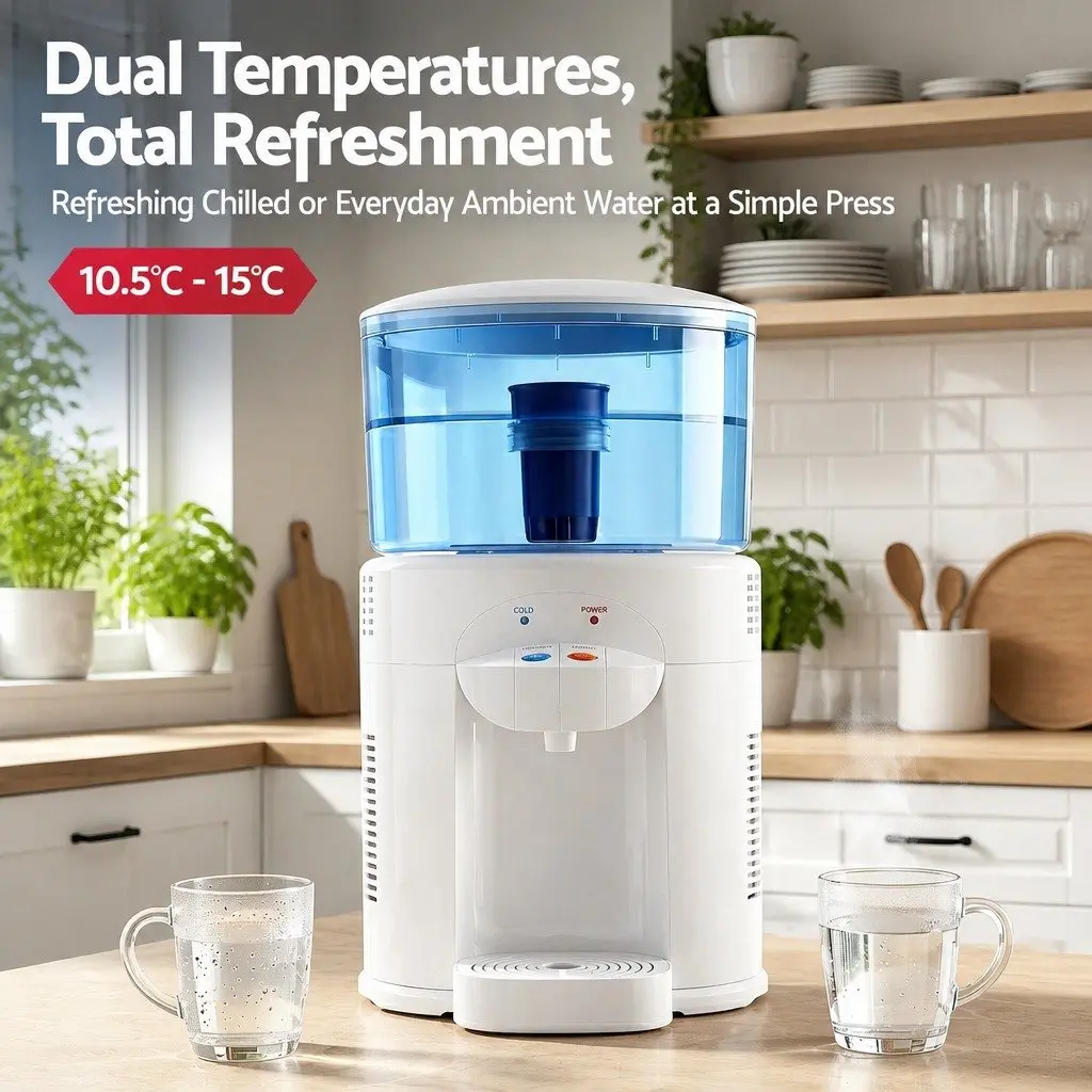 Benchtop Water Cooler Dispenser 5L Dual Tap Room Temperature Cold Water Purifier