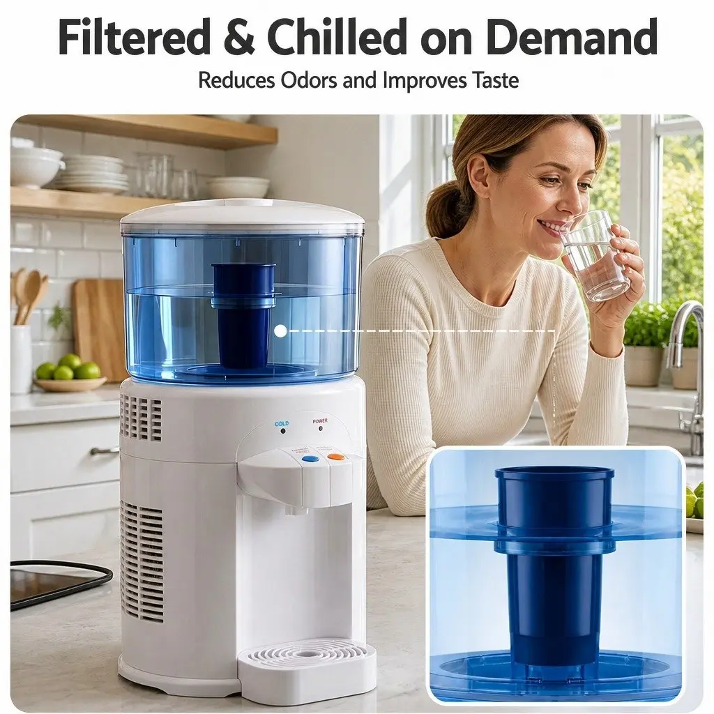 Benchtop Water Cooler Dispenser 5L Dual Tap Room Temperature Cold Water Purifier