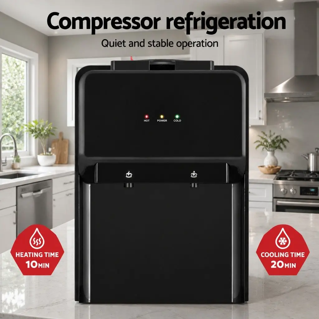 Water Cooler Dispenser Black 22L Bench Top Chiller Purifier Hot Cold Dual Taps