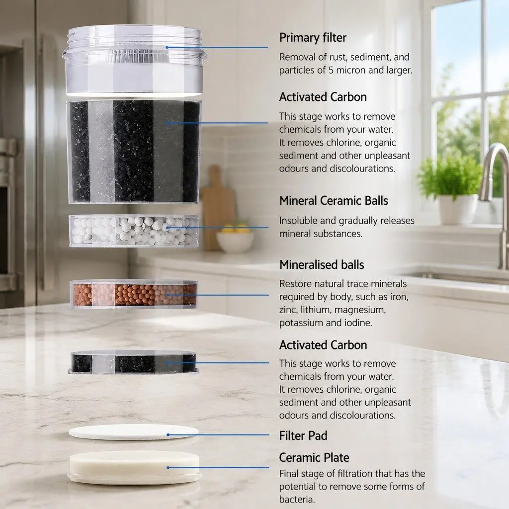 Water Filter Dispenser White 7-Stage Filtration System Kitchen Purifier