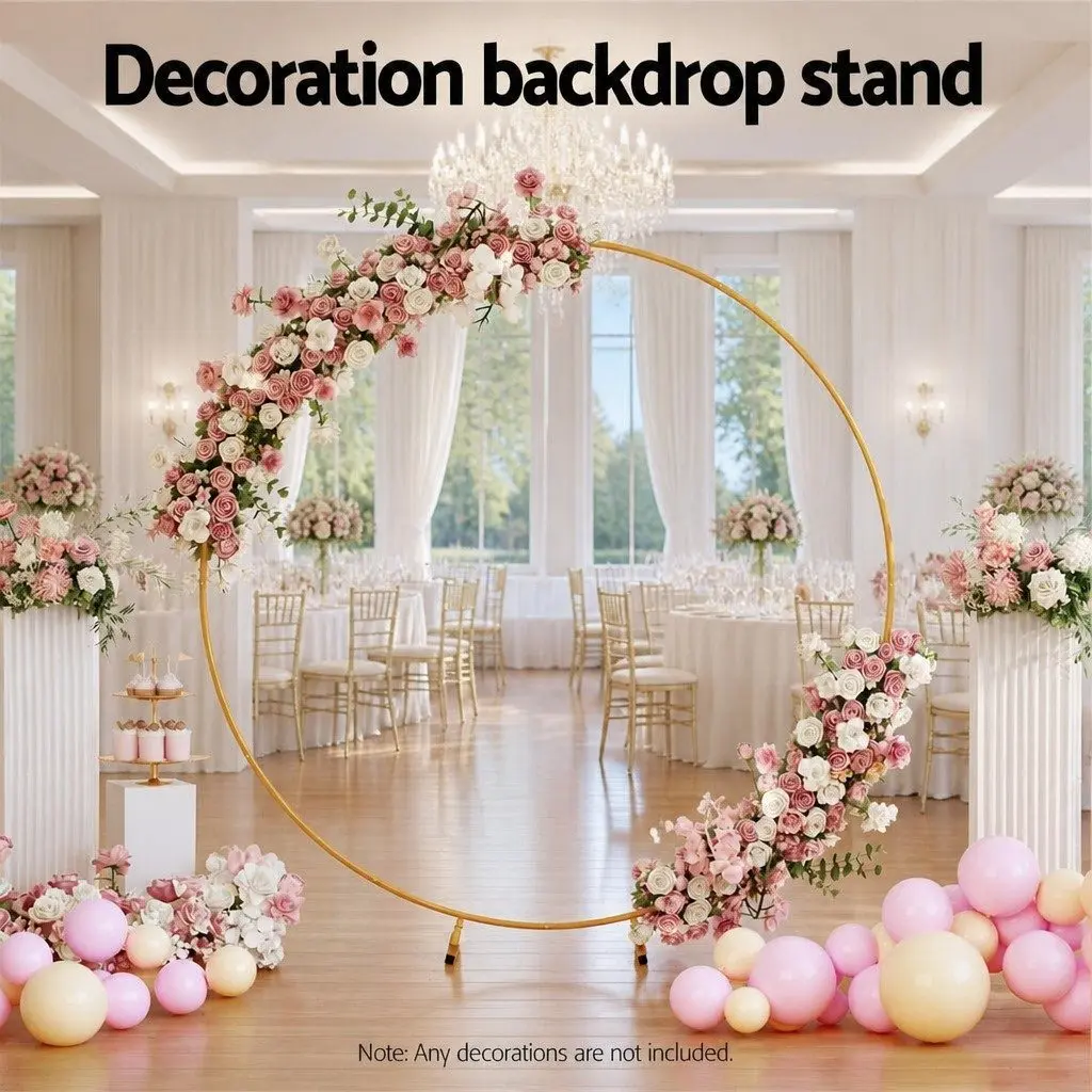 Backdrop Stand Gold 2M Metal Frame Wedding Party Display Decor