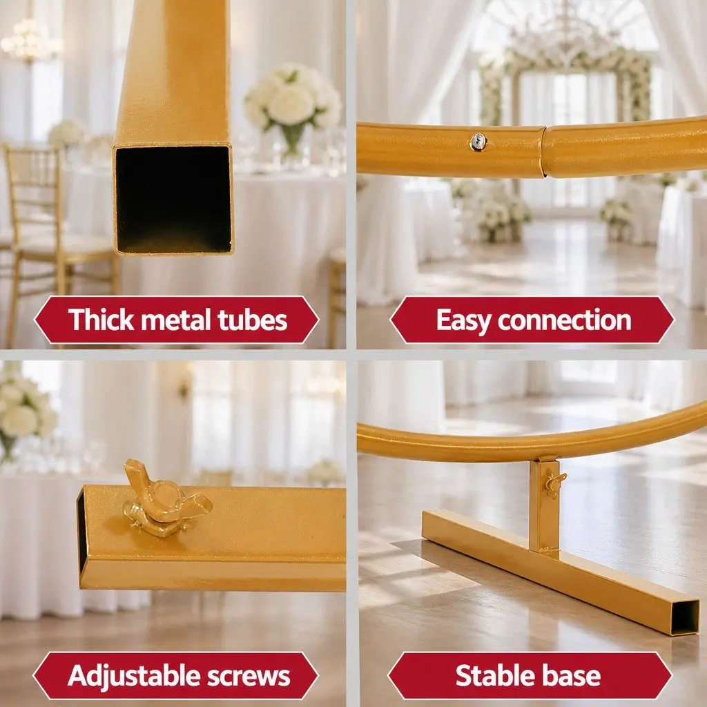 Backdrop Stand Gold 2M Metal Frame Wedding Party Display Decor