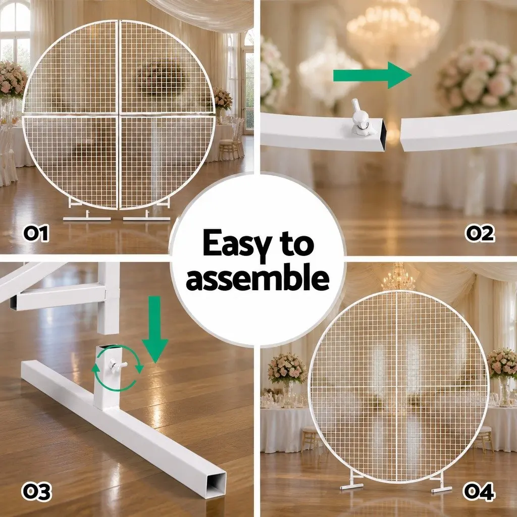 Backdrop Stand Gold 2M Metal Frame Easy Assembly for Wedding Party Decoration