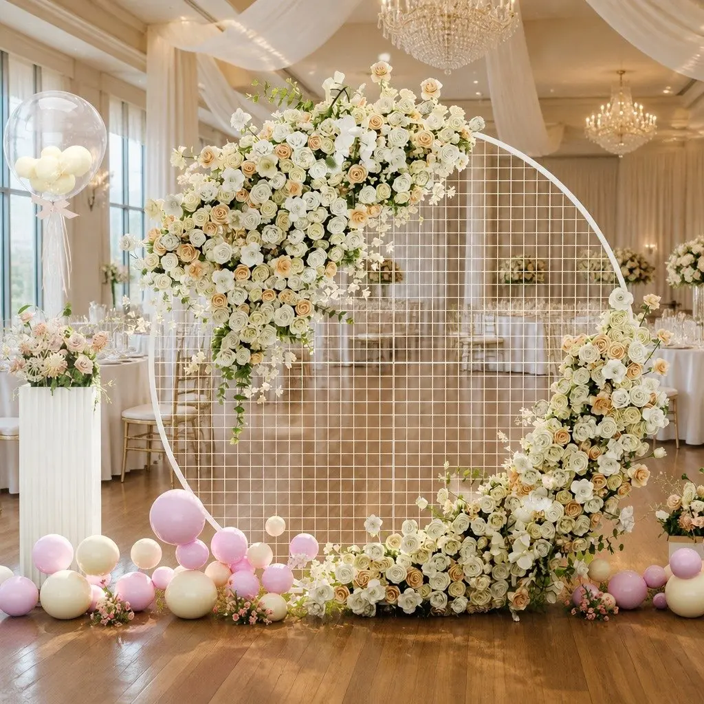 Backdrop Stand Gold 2M Metal Frame Easy Assembly for Wedding Party Decoration