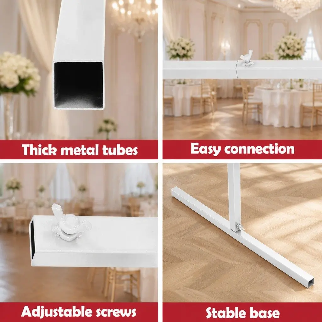 Backdrop Stand White 2M Stable Metal Frame Suitable for Flower Balloon Displays
