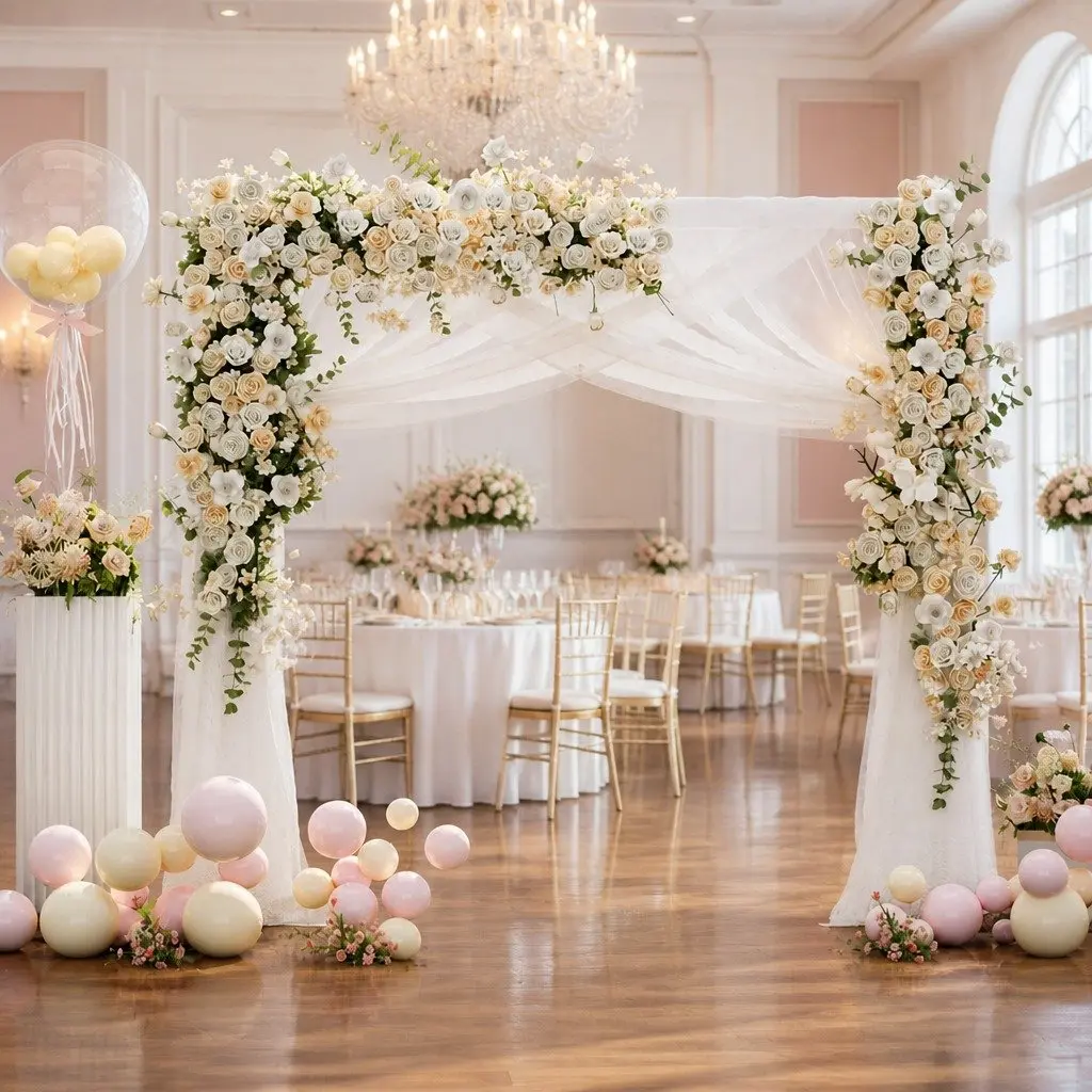 Backdrop Stand White 2M Stable Metal Frame Suitable for Flower Balloon Displays