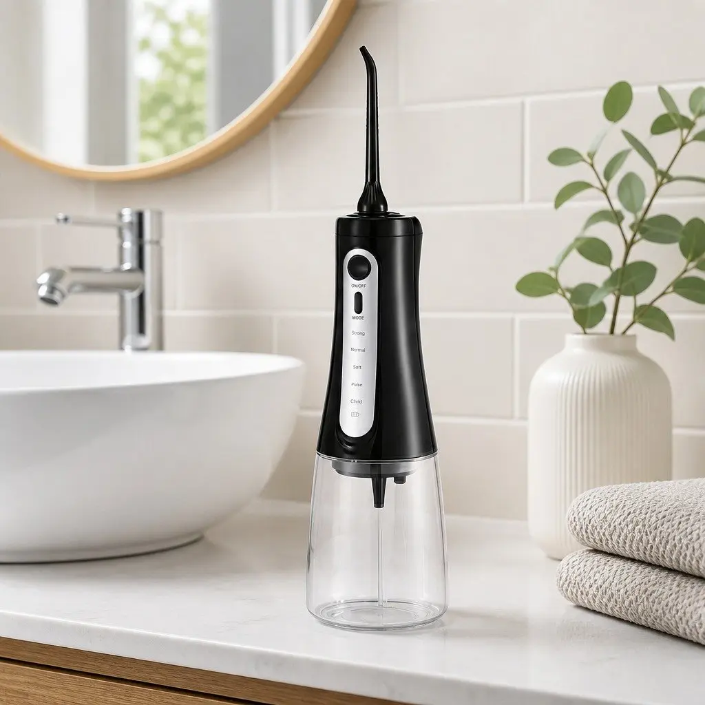 Cordless Water Flosser Black 350ml 5 Modes Rechargeable Oral Irrigator