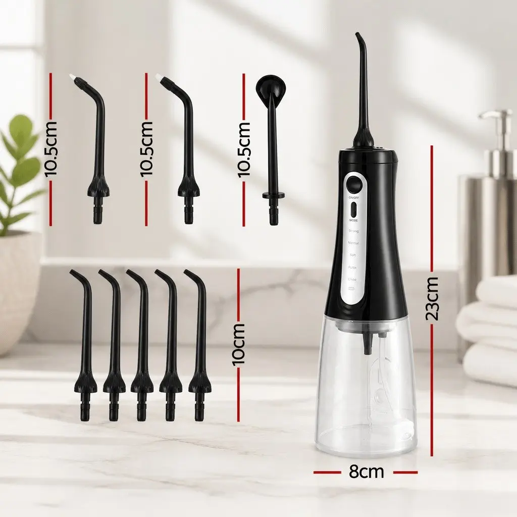 Cordless Water Flosser Black 350ml 5 Modes Rechargeable Oral Irrigator