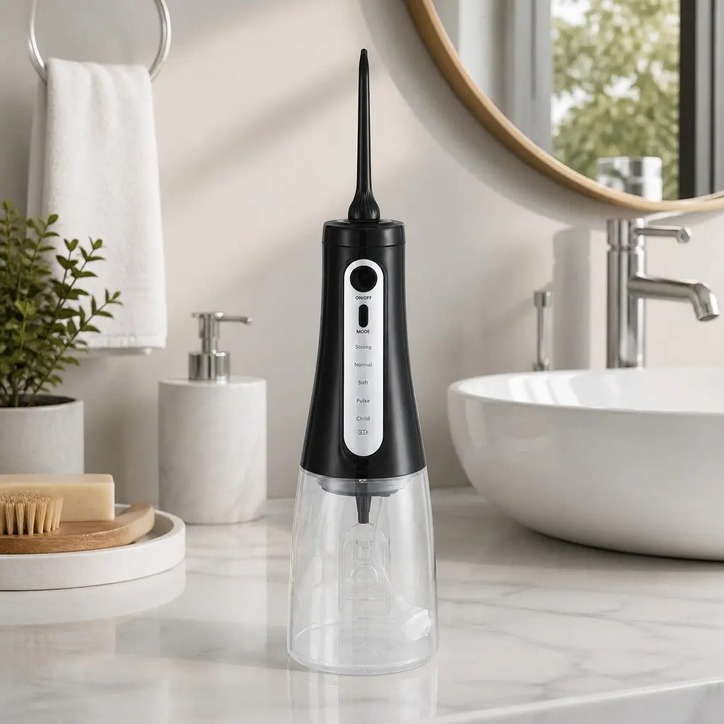 Cordless Water Flosser Black 350ml 5 Modes Rechargeable Oral Irrigator
