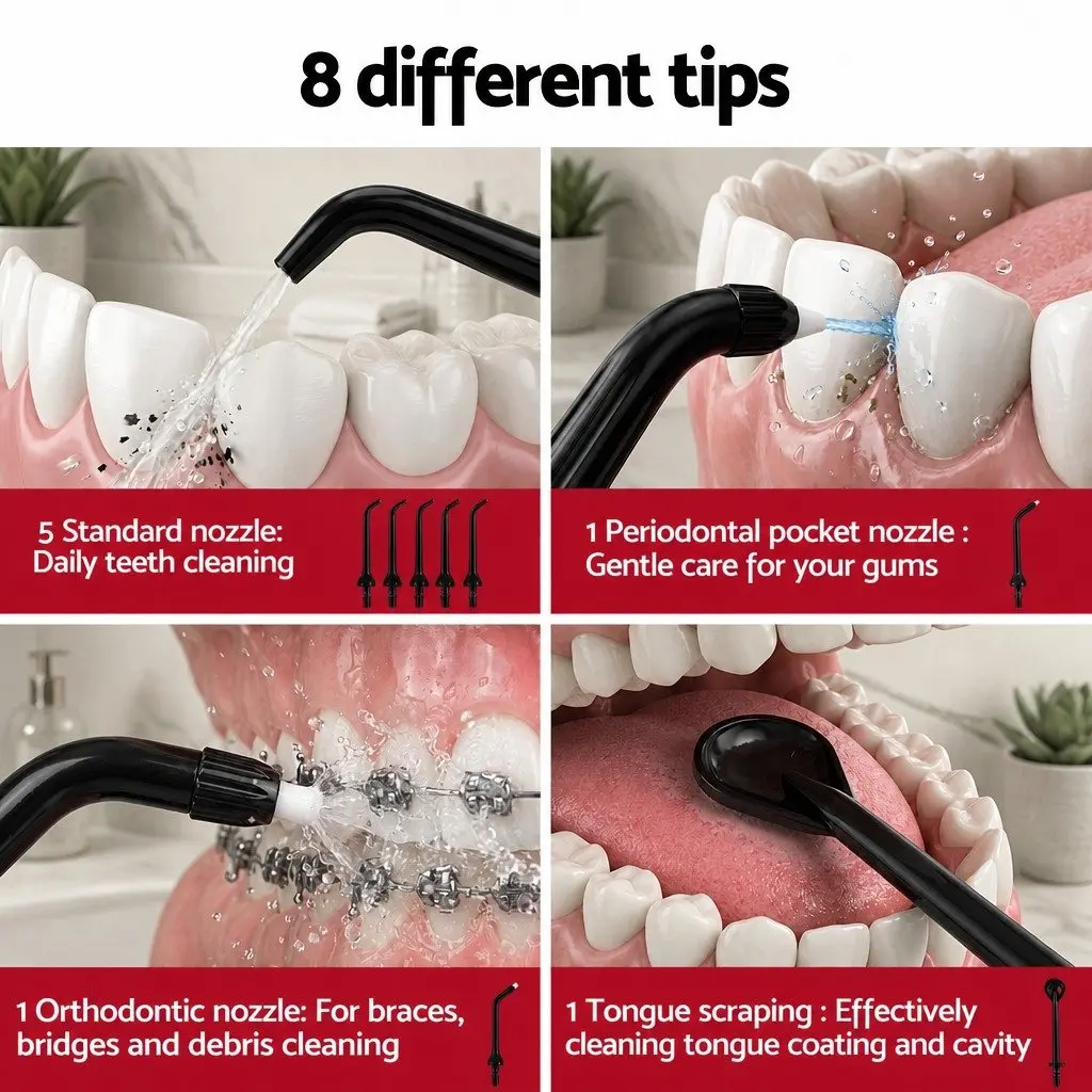 Cordless Water Flosser Black 350ml 5 Modes Rechargeable Oral Irrigator