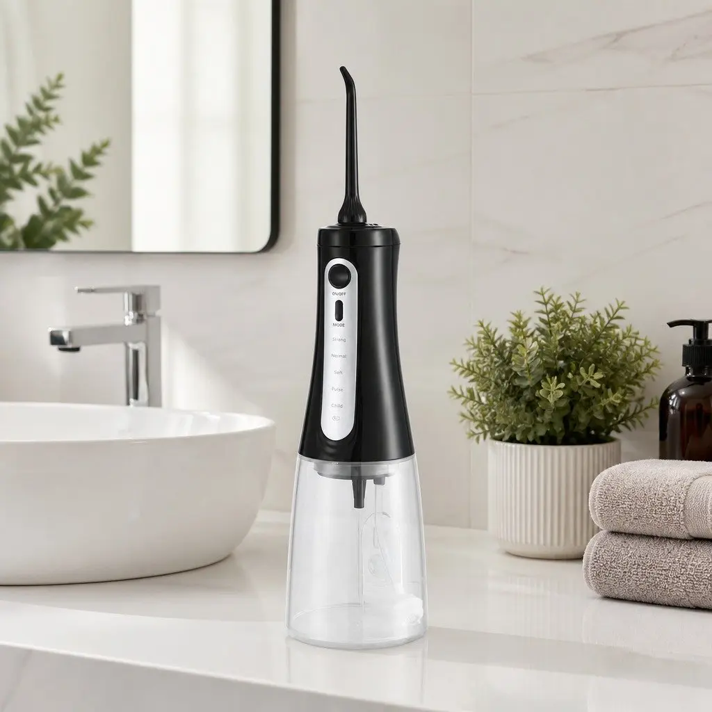 Cordless Water Flosser Black 350ml 5 Modes Rechargeable Oral Irrigator