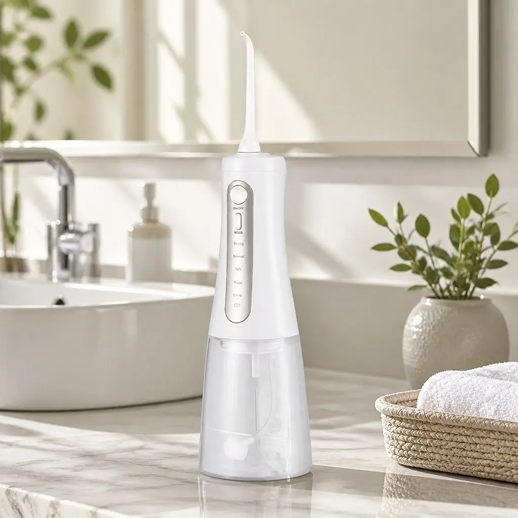 Cordless Water Flosser White 350ml Rechargeable Oral Irrigator with Multiple Pressure Settings