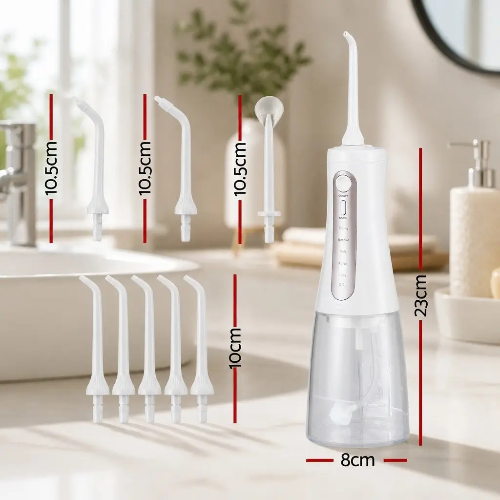 Cordless Water Flosser White 350ml Rechargeable Oral Irrigator with Multiple Pressure Settings