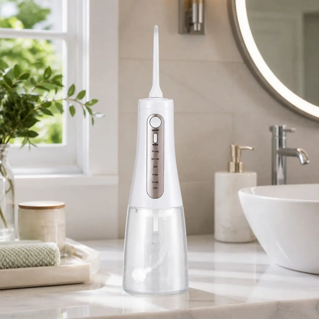 Cordless Water Flosser White 350ml Rechargeable Oral Irrigator with Multiple Pressure Settings