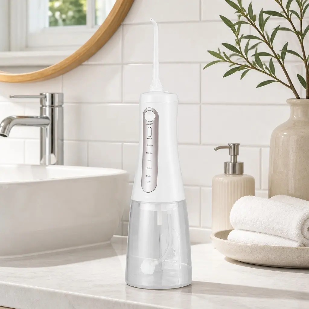 Cordless Water Flosser White 350ml Rechargeable Oral Irrigator with Multiple Pressure Settings
