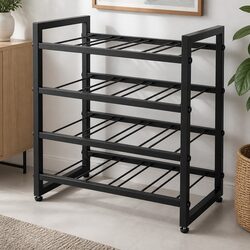 Wine Rack 16 Bottle 4-Tier Metal Storage Display Organizer Adjustable Feet
