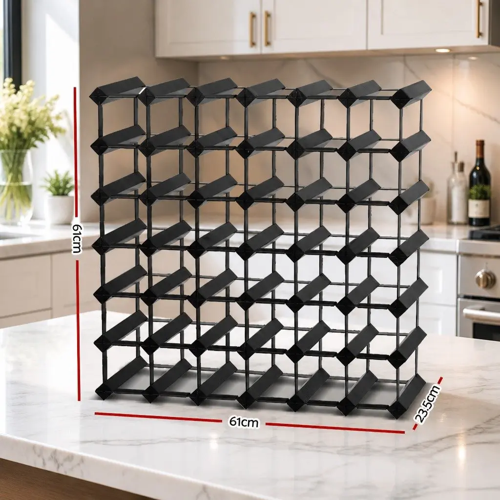 Wine Rack Black 42 Bottle Timber Storage Display Holder