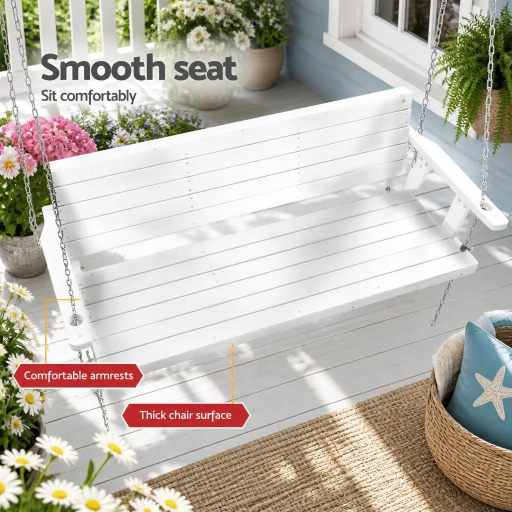 3 Seater Porch Swing Chair White Outdoor Hanging Bench Garden Furniture