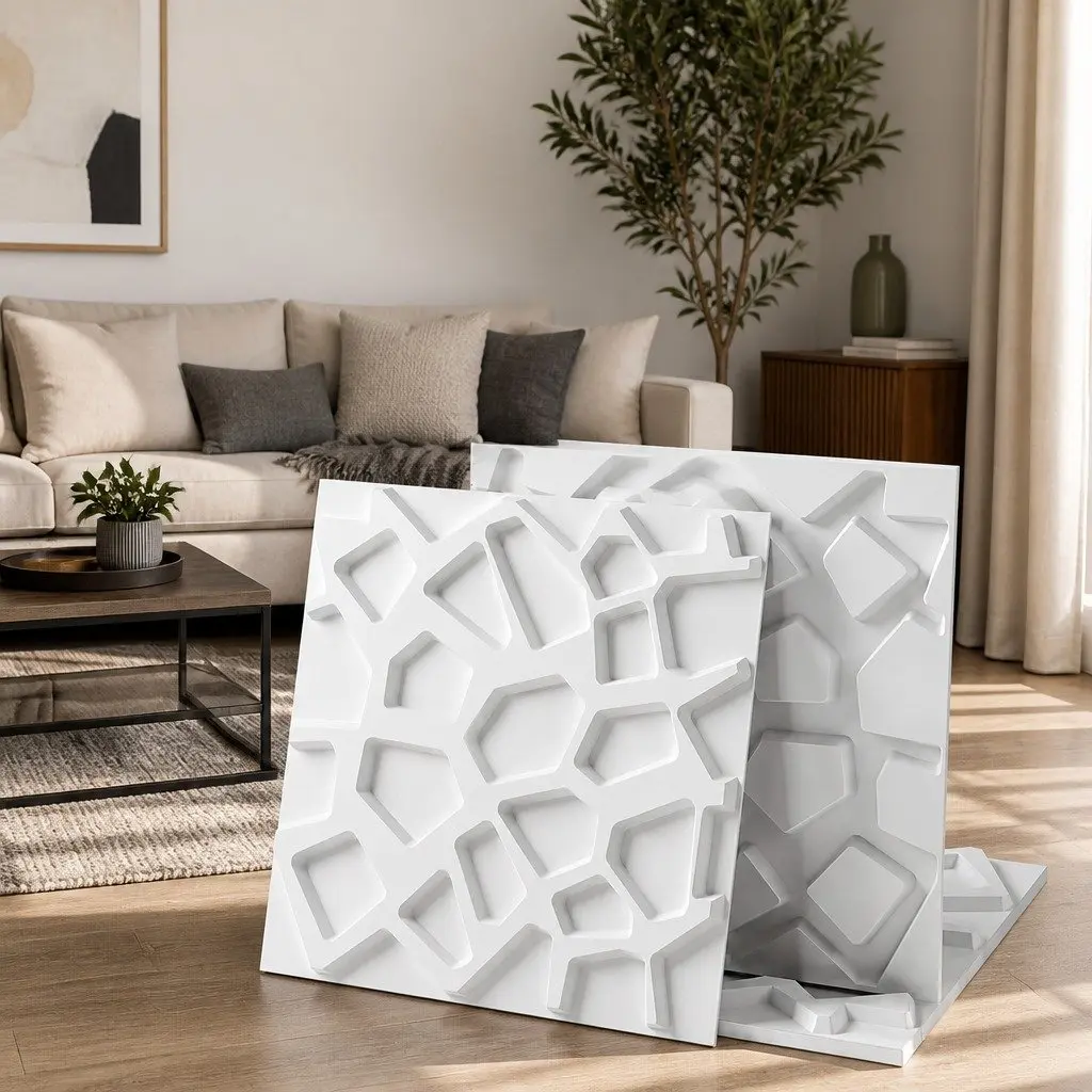 3D Wall Panels White 50x50cm PVC Set of 15 Feature Wall Home Decor