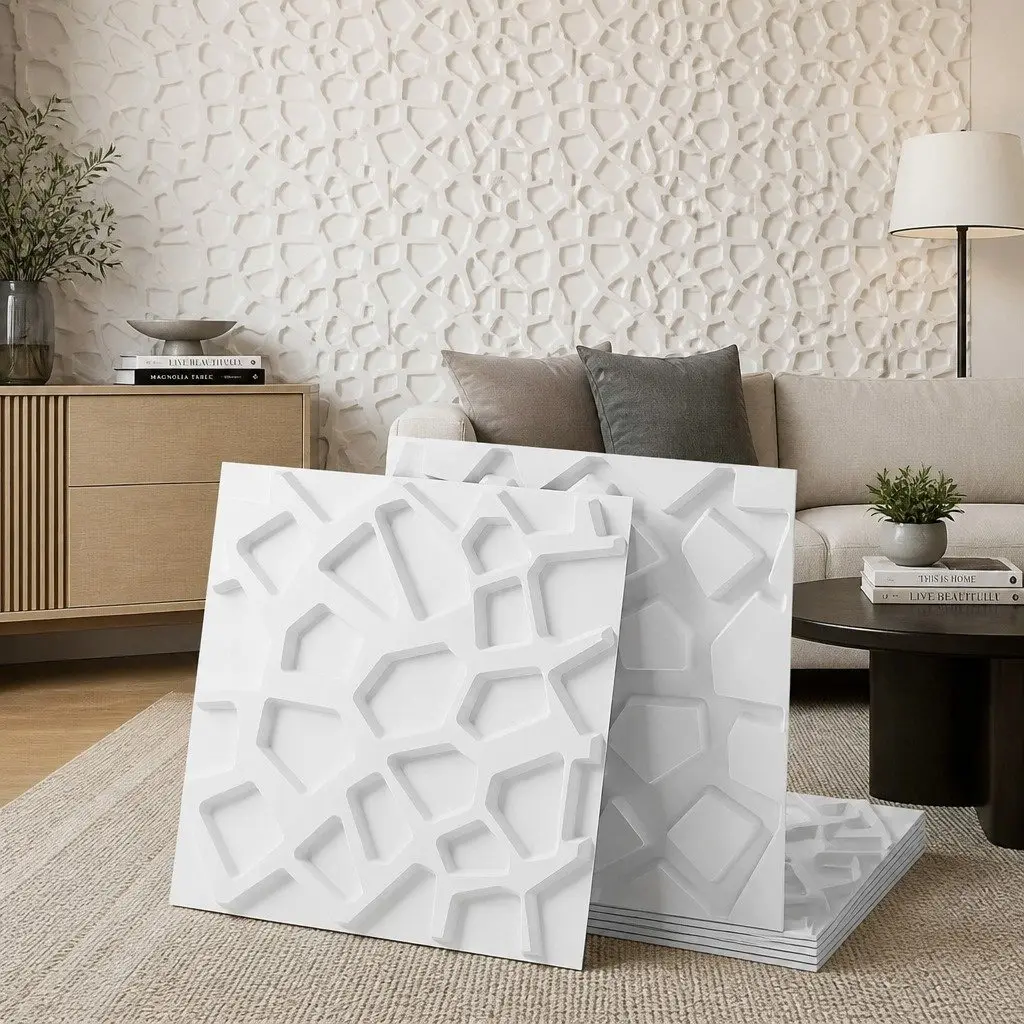 3D Wall Panels White 50x50cm PVC Set of 15 Feature Wall Home Decor