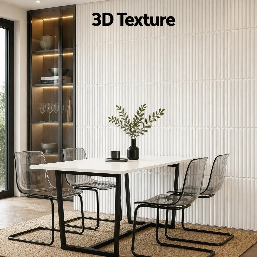 3D Vertical Wall Panels White 50x50cm PVC Decorative Feature Wall Set of 15