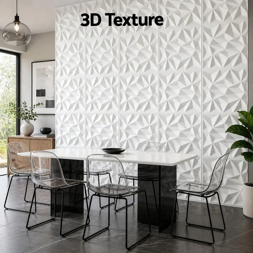 3D Wall Panels White 50x50cm Diamond Pattern Decorative PVC Set 15