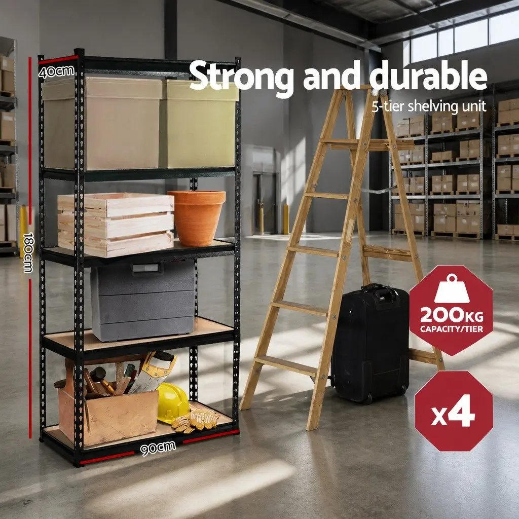 5-Tier Garage Shelving Unit Matte Black Adjustable Height Heavy Duty Storage Rack