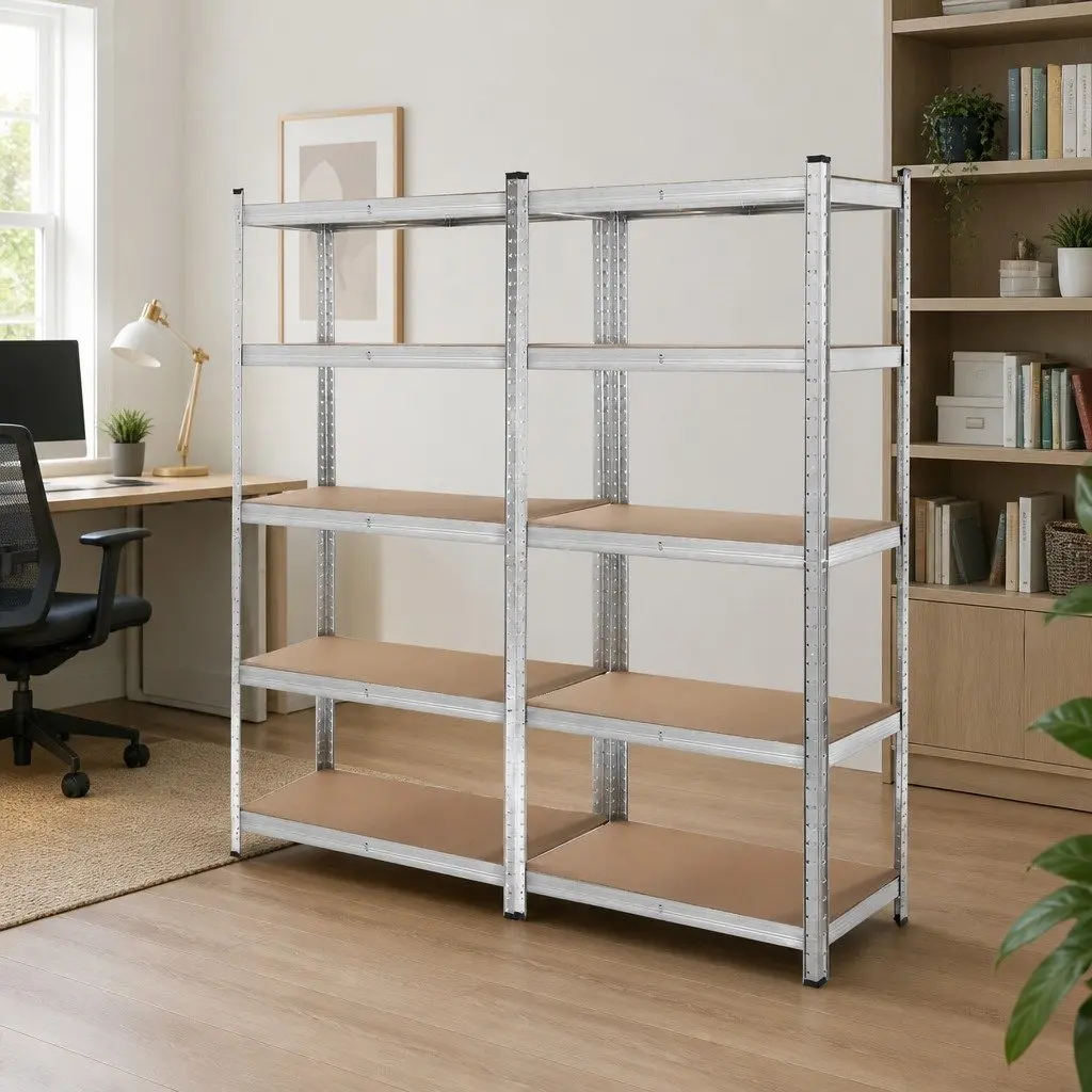 Garage Shelving Rack Silver 2x1.8M Heavy Duty Adjustable Beam Boltless Assembly