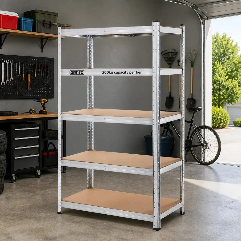 Warehouse Shelving Rack Silver 1.8M Adjustable Boltless Steel Storage Unit