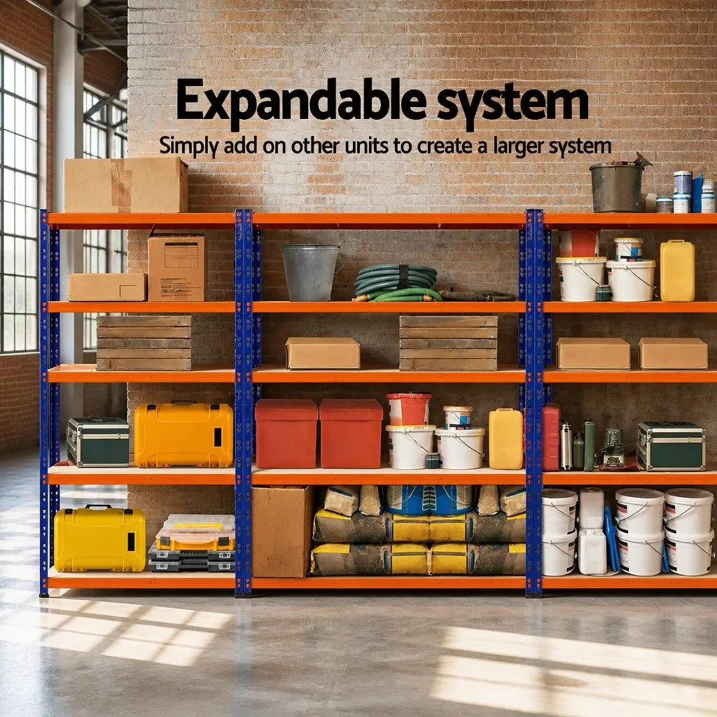 Garage Storage Rack Matt Black 2.4m Heavy-Duty Industrial Steel Adjustable Shelving Unit
