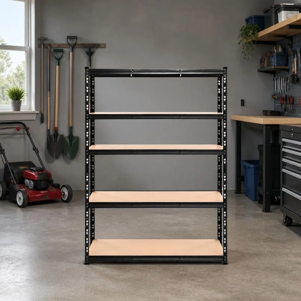 5-Tier Black Shelving Rack for Maximum Storage Efficiency