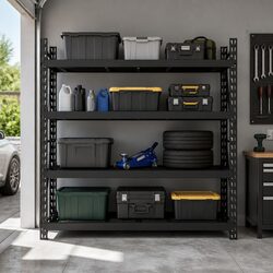 Garage Storage Shelving Unit 4 Tier Warehouse Pallet Racking Shelves Black Metal