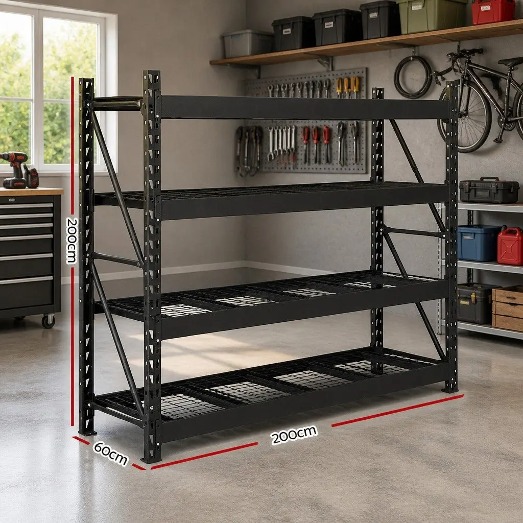 Garage Shelving Warehouse Rack Pallet Racking Storage Shelve 2M x 2M Black