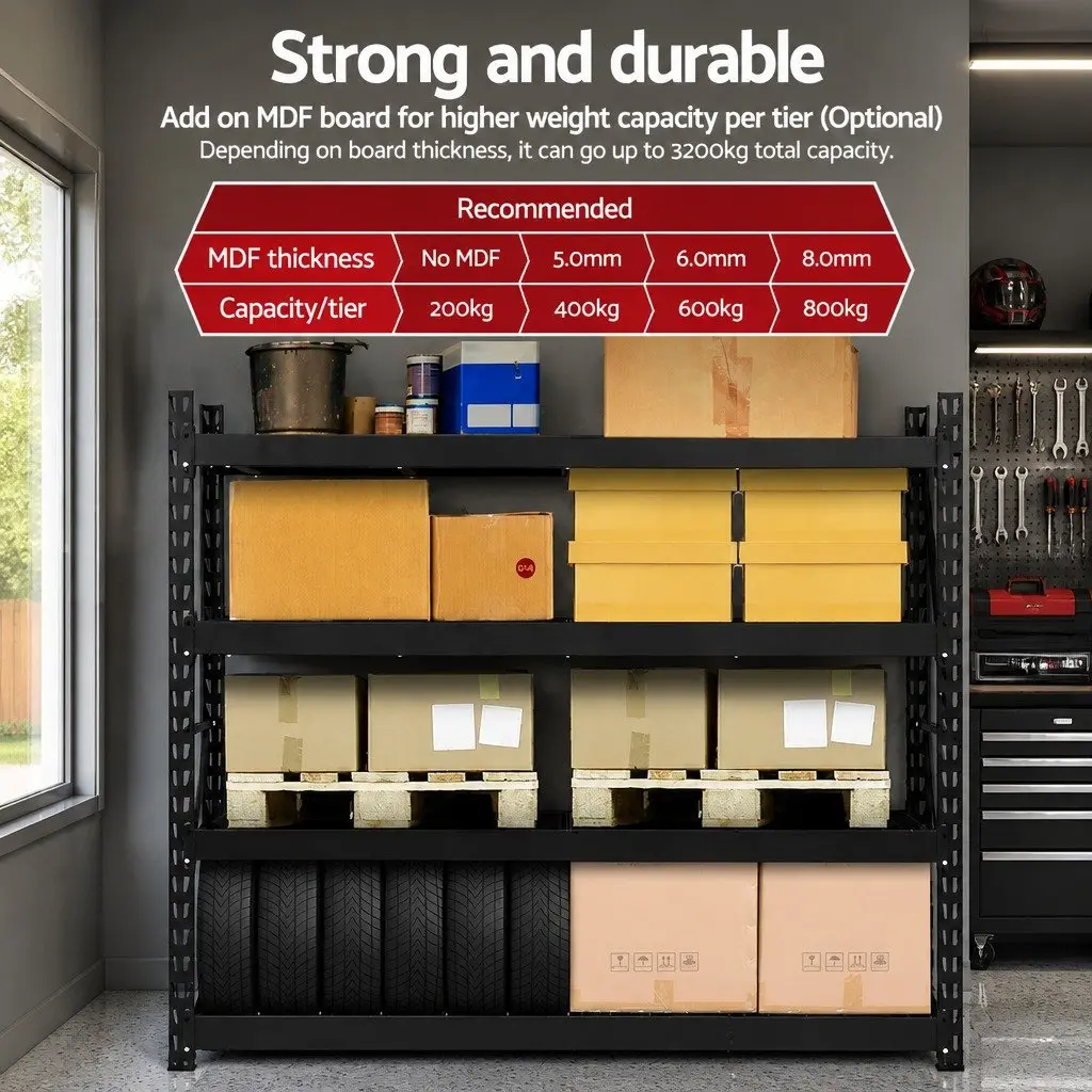 Garage Shelving Warehouse Rack Pallet Racking Storage Shelve 2M x 2M Black