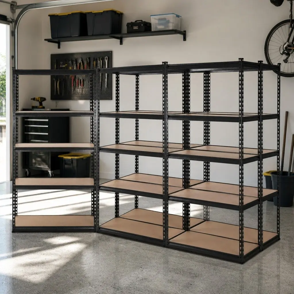 Garage Shelving Unit 5 Tier Warehouse Rack Pallet Racking Storage Shelf Black