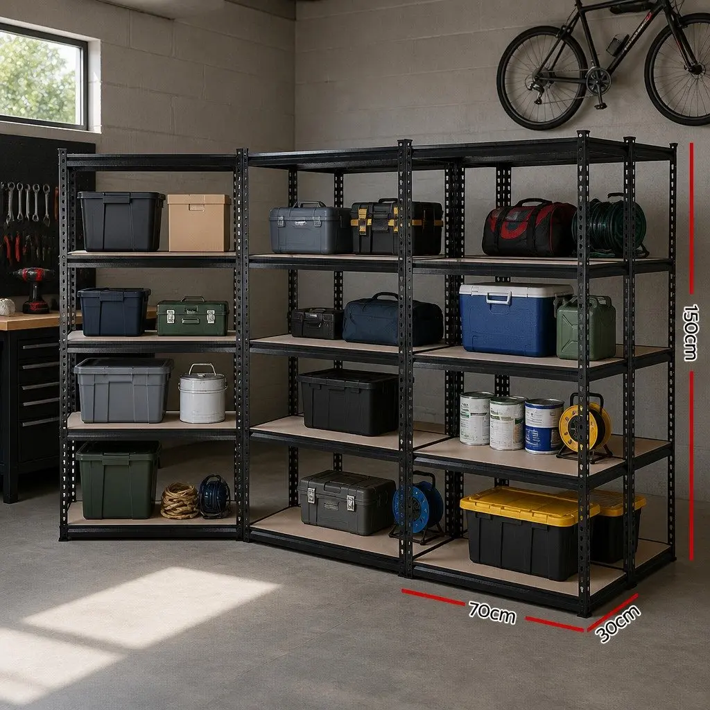 Garage Shelving Unit Matte Black 5 Tier Adjustable Boltless Assembly Storage Rack