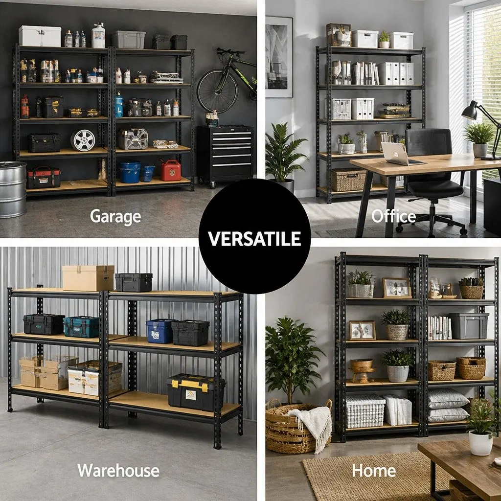 Garage Shelving Unit Matte Black 5 Tier Adjustable Boltless Assembly Storage Rack
