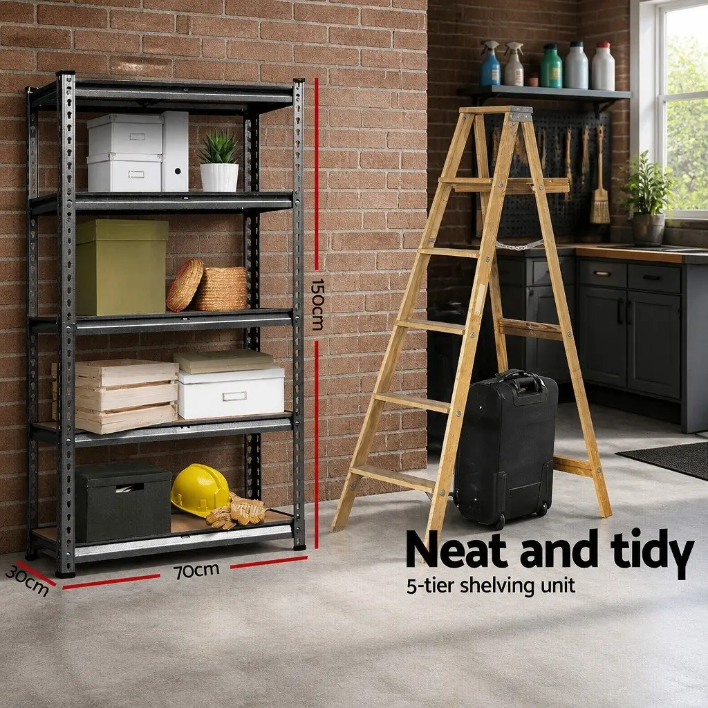 Steel Storage Shelf Grey 2x1.5M Adjustable Boltless Assembly Garage Racking Unit