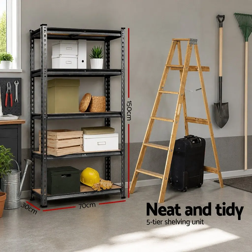 Storage Shelving Rack Matte Charcoal 2x1.5M Heavy-Duty Steel Adjustable Beams