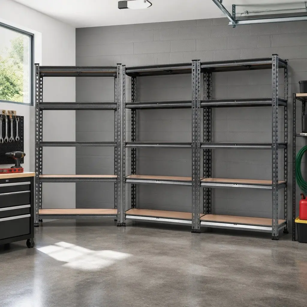 Storage Shelf Rack Matte Black 3x1.5M Heavy-Duty Steel Adjustable Beams Boltless Assembly