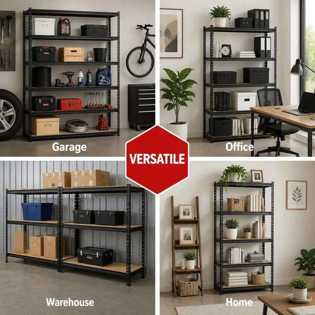 Garage Shelving Unit Matte Black 1.5M Adjustable Expandable Storage Shelf