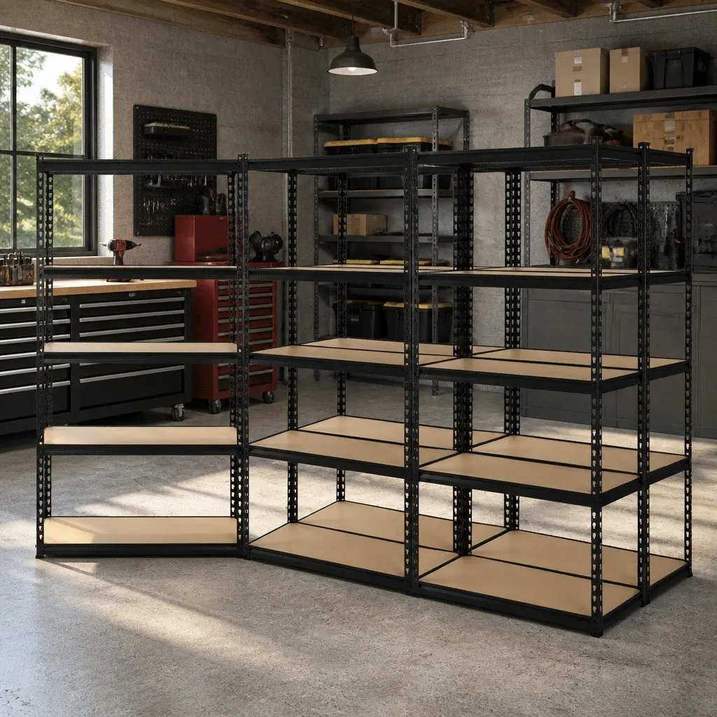 Garage Shelving Unit 5 Tier Warehouse Storage Rack Pallet Racking Shelf Black