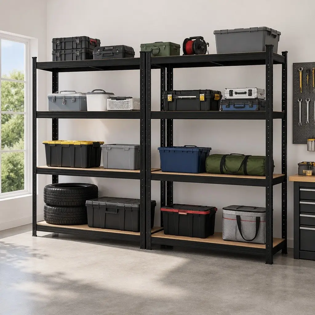 2x1.8M Garage Shelving Warehouse Rack Pallet Racking Storage Shelf Black
